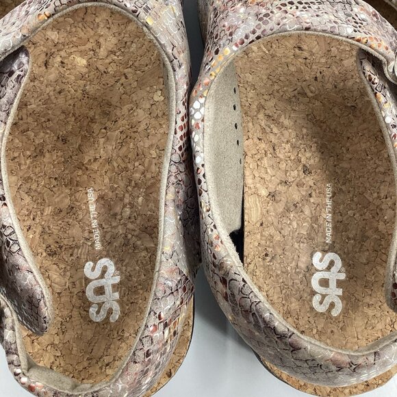 SAS Women's Relaxed Heel Strap Sandal Multisnake Taupe Walking Comfort Sz 9.5 W - Picture 8 of 11